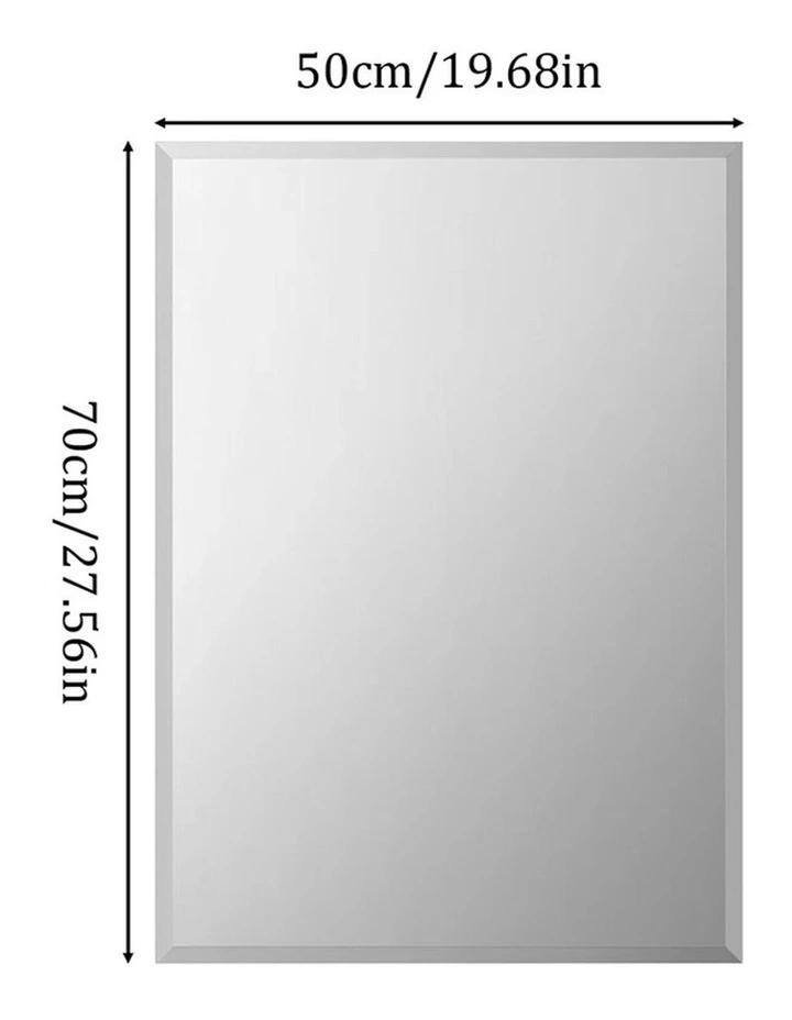 Silver Rectangular Wall Mirror Frameless Beveled Edge Decorative Glass image 3