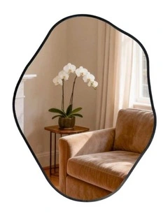 Black Irregular Wall Mirror With Sculptural Freeform Shape For Modern Artistic Interiors
