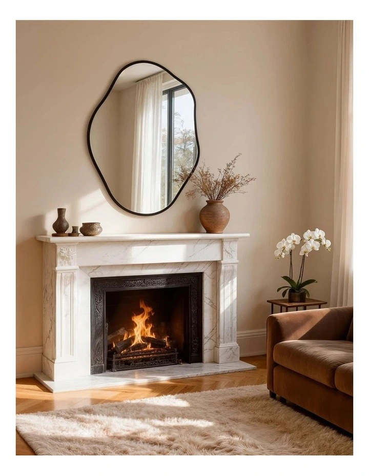 Black Irregular Wall Mirror With Sculptural Freeform Shape For Modern Artistic Interiors image 3