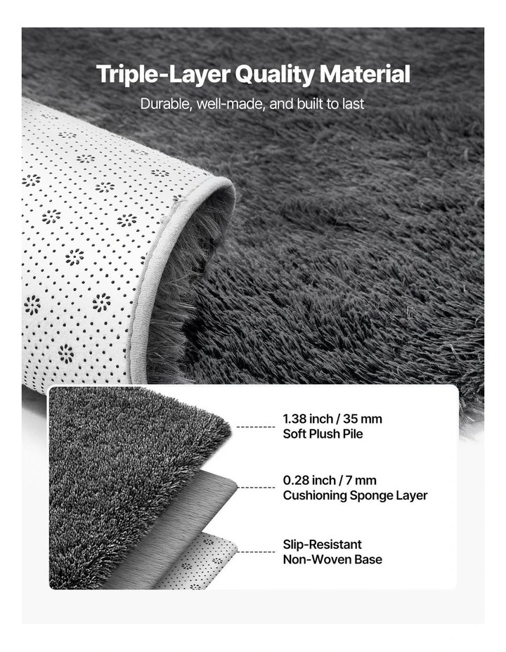 Soft Shag Area Rug 5x8 Plush Thick Non Slip Bedroom Living Room Carpet image 6