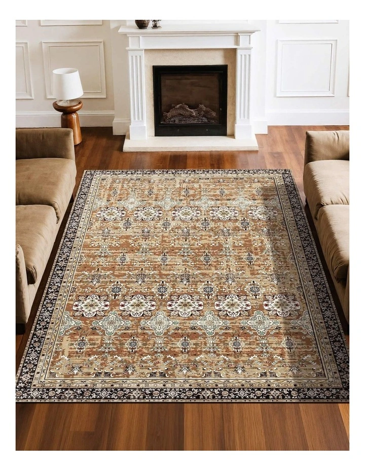 Brown Green Vintage Washable Area Rug 6x9 Soft Non Slip Floor Carpet image 2