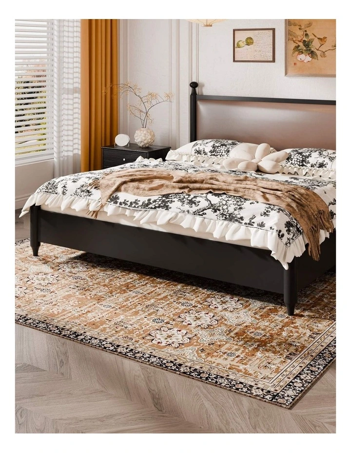Brown Green Vintage Washable Area Rug 6x9 Soft Non Slip Floor Carpet image 4