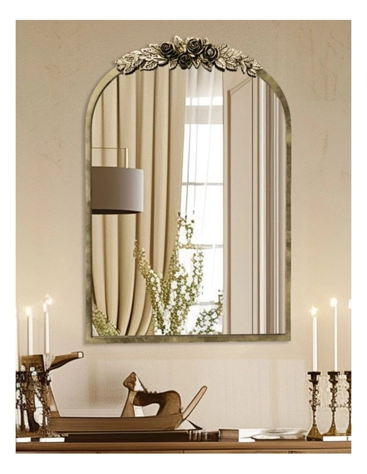 Brass Gold Baroque Arched Wall Mirror Small image 2