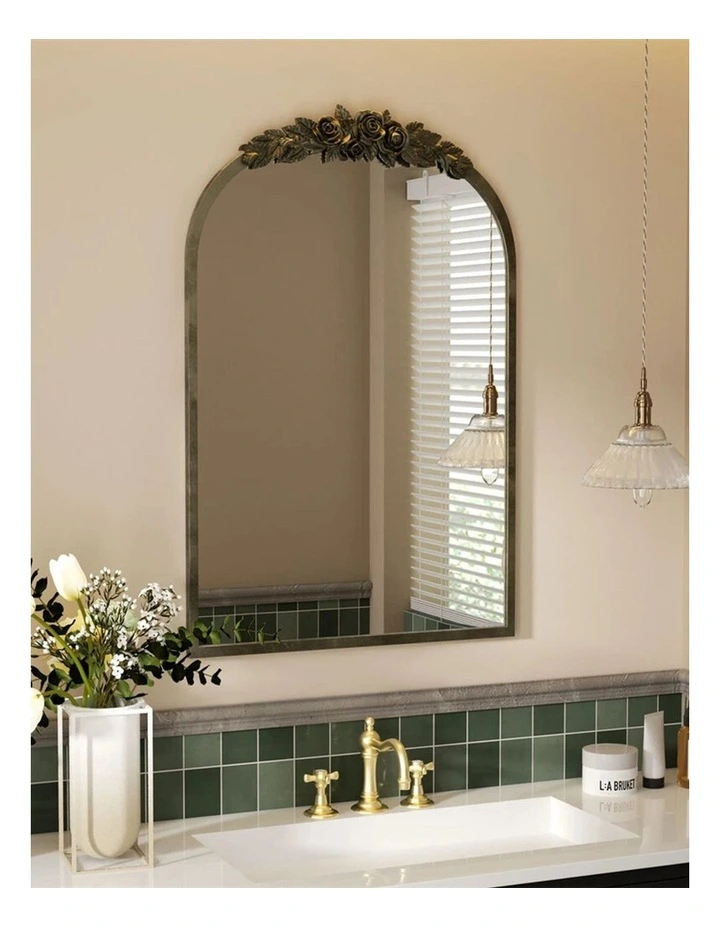 Brass Gold Baroque Arched Wall Mirror Small image 3