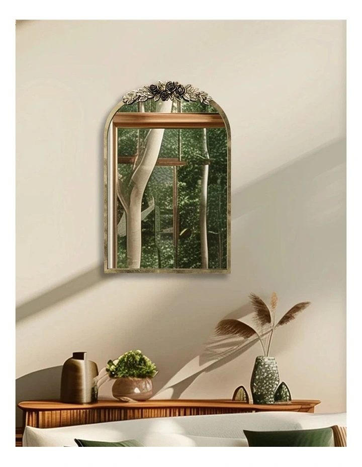 Brass Gold Baroque Arched Wall Mirror Small image 6