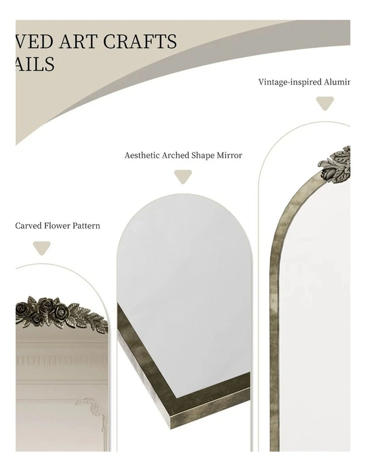 Brass Gold Baroque Arched Wall Mirror Small image 7