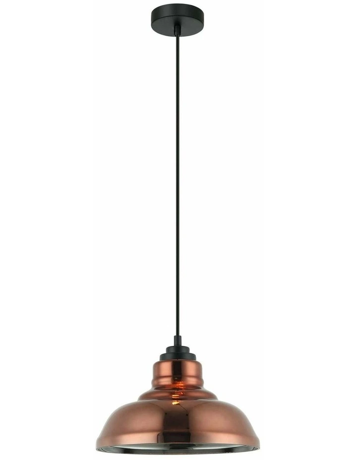 Lamina Retro Copper Coloured Dome Glass Pendant Light image 1