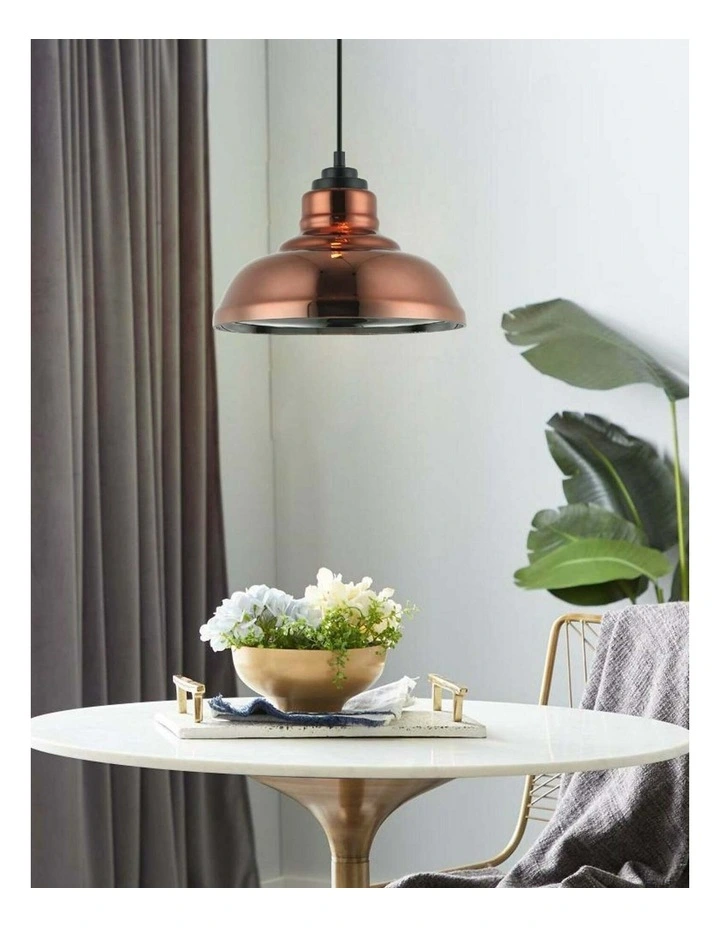 Lamina Retro Copper Coloured Dome Glass Pendant Light image 2