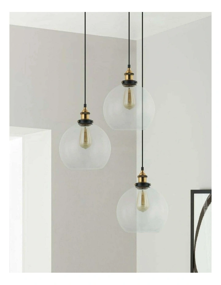 Pesini Interior Wine Glass with Antique Brass/ Chrome Highlight Pendant Lights image 3
