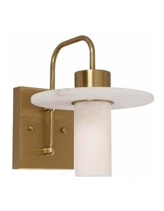 Lucerna Interior Cylinder Round Hat Alabaster Shade Brass Highlight Wall Light