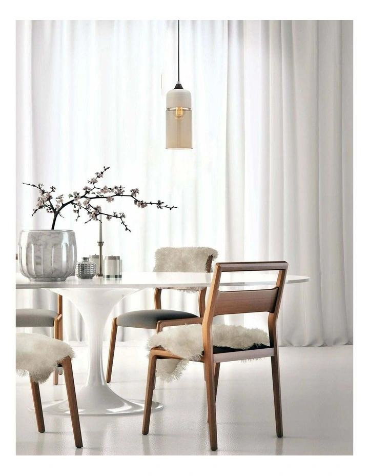 Casa Retro White With Amber Oblong Pendant Light image 2