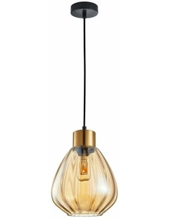 Tulip Interior Bronze Amber / Smokey Black Wine Glass Ribbed Pendant Lights