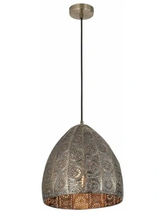 Sari Bohemian Interior Embossed Ellipse Aged Brass Steel Ombre Pendant Light
