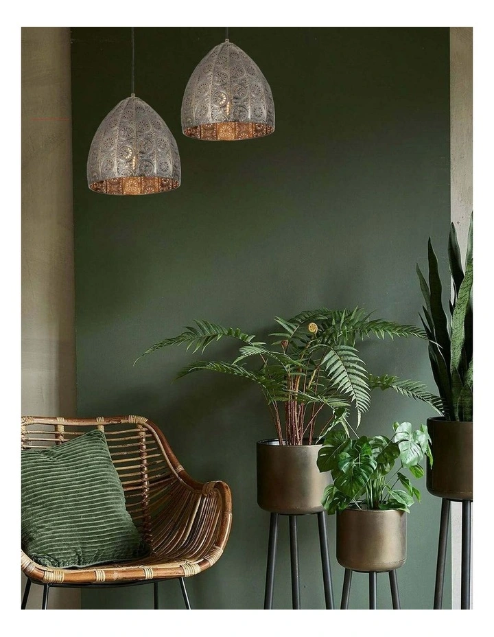 Sari Bohemian Interior Embossed Ellipse Aged Brass Steel Ombre Pendant Light image 3