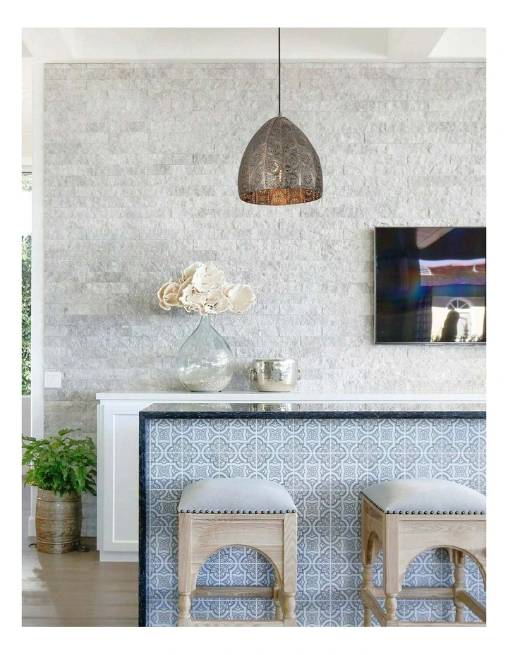 Sari Bohemian Interior Embossed Ellipse Aged Brass Steel Ombre Pendant Light image 4