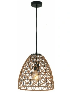 Canamo Bohemian Interior Natural Hemp Rope & Black Hardware Ellipse Pendant Light