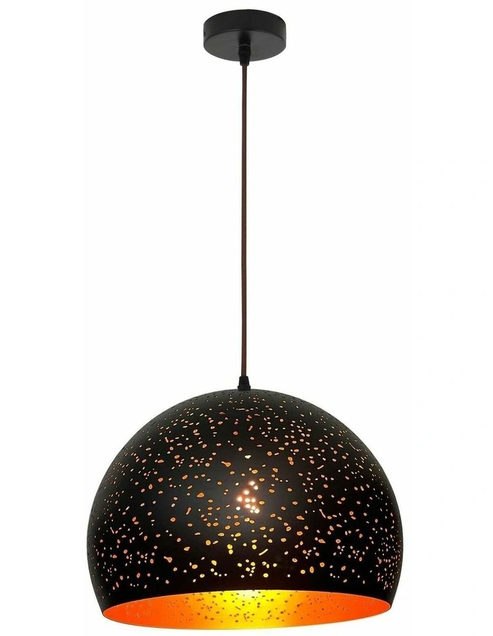 Celeste Bohemian Rustic Embossed Dome Shape Pendant Light image 2
