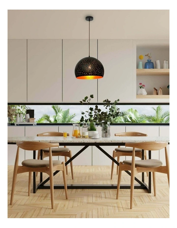 Celeste Bohemian Rustic Embossed Dome Shape Pendant Light image 3