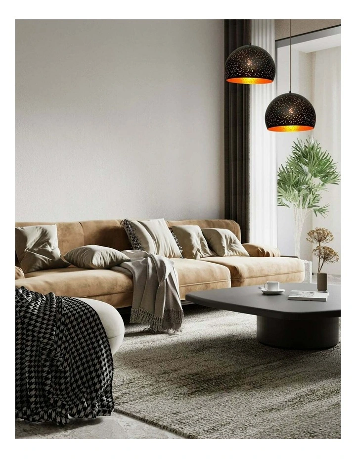 Celeste Bohemian Rustic Embossed Dome Shape Pendant Light image 4