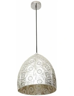 Sari Bohemian Interior Embossed Ellipse Chrome Steel Pendant Light
