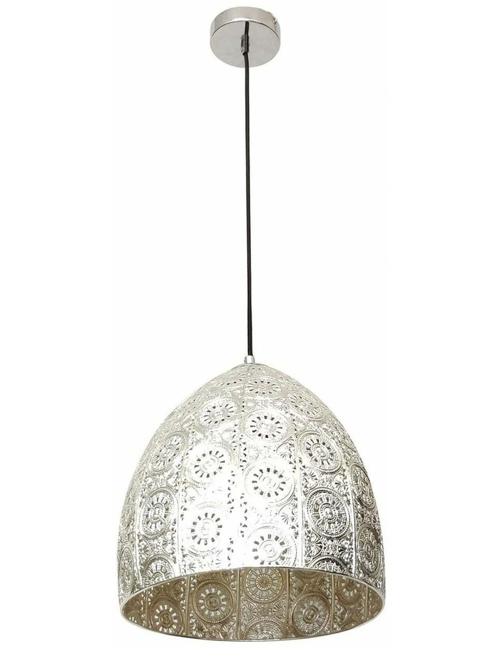 Sari Bohemian Interior Embossed Ellipse Chrome Steel Pendant Light image 1
