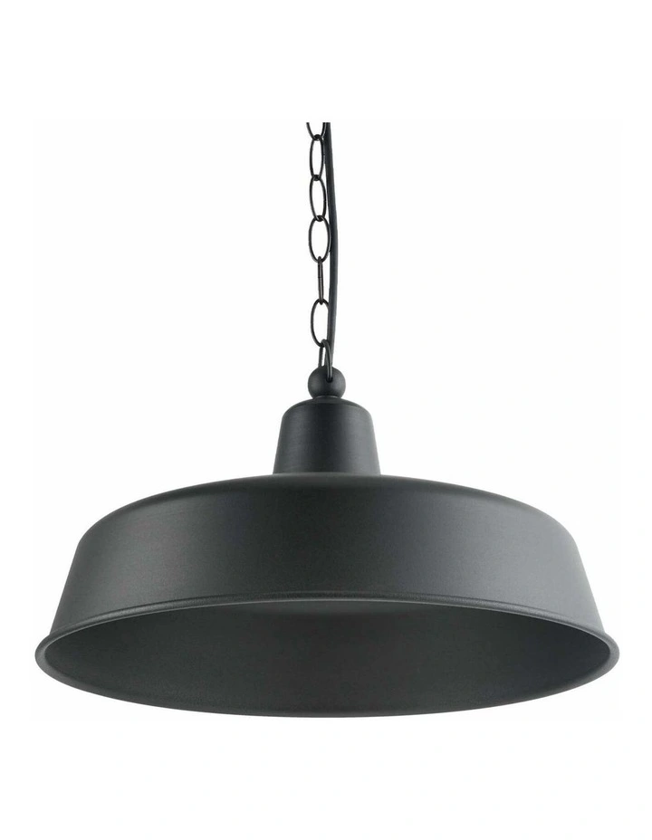 Deksel Industrial Rustic Matte Black Interior Dome Shape Pendant Light image 1