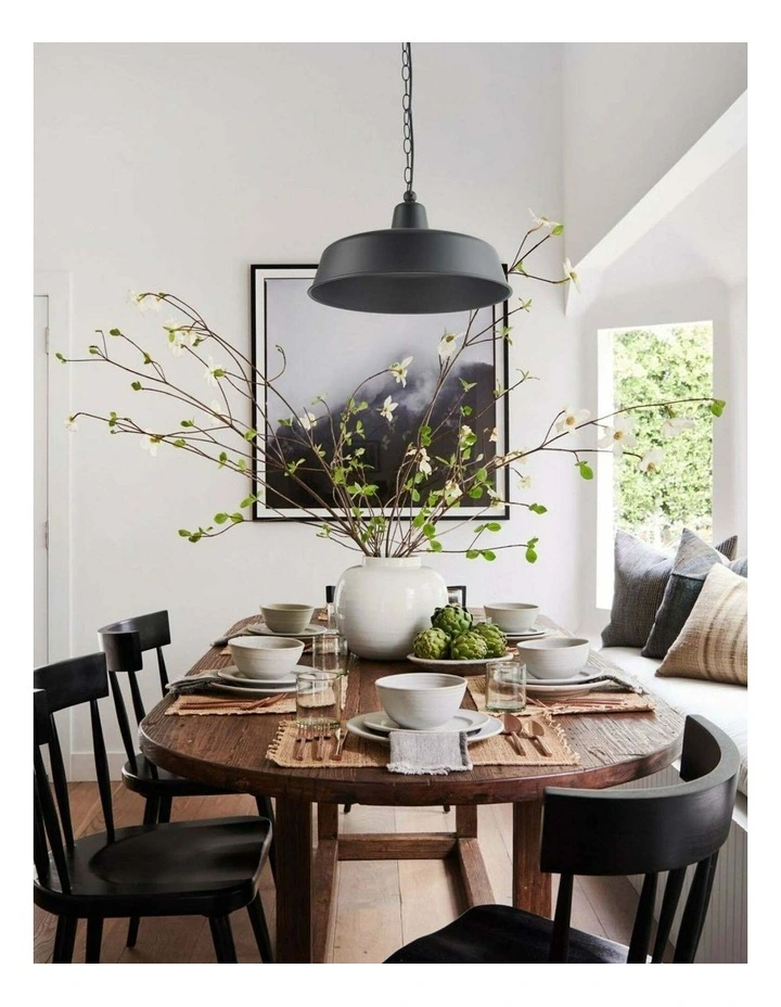Deksel Industrial Rustic Matte Black Interior Dome Shape Pendant Light image 2
