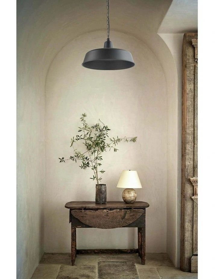 Deksel Industrial Rustic Matte Black Interior Dome Shape Pendant Light image 3