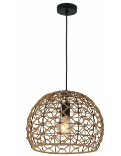 Canamo Bohemian Interior Natural Hemp Rope & Black Hardware Dome Pendant Light