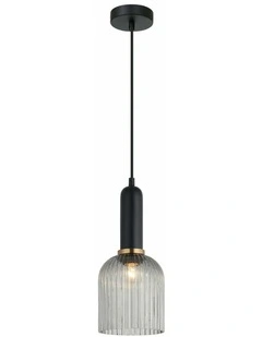 Vintaj Retro Interior Ellipse Shape Ribbed Glass Pendant Lights