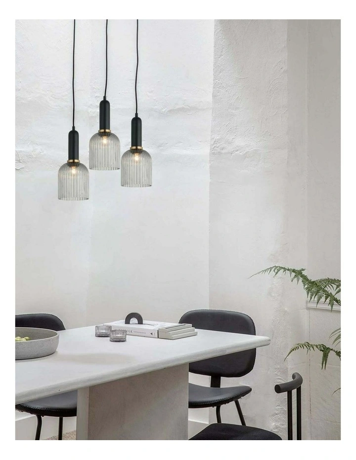 Vintaj Retro Interior Ellipse Shape Ribbed Glass Pendant Lights image 3