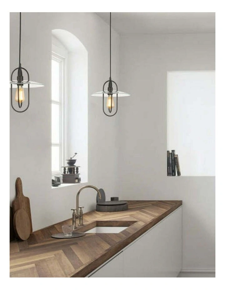 Papillon Interior Oblong Iron with Glass Coolie Pendant Lights image 3