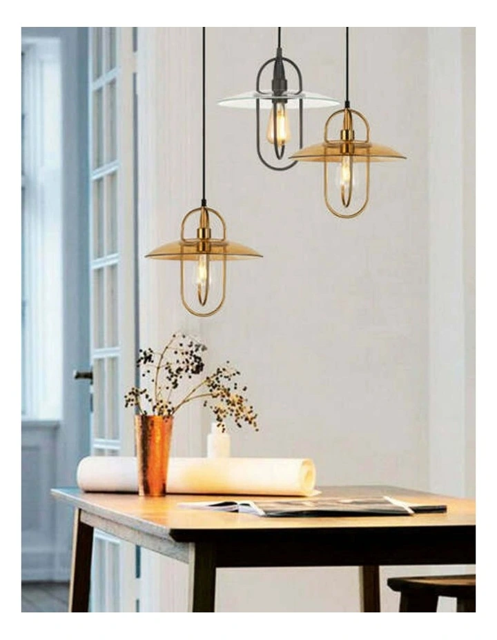 Papillon Interior Oblong Iron with Glass Coolie Pendant Lights image 4