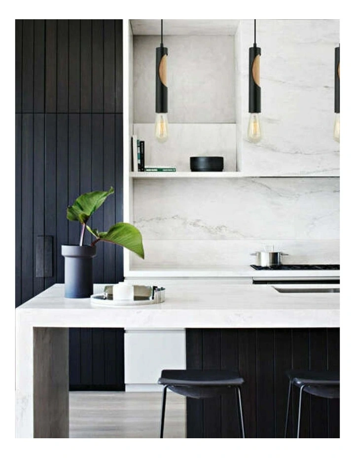 Ida Interior Iron & Blonde Wood Tube Pendant Lights image 3