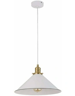 Cerema Interior White with Antique Brass & Black Highlight Coolie Pendant Light