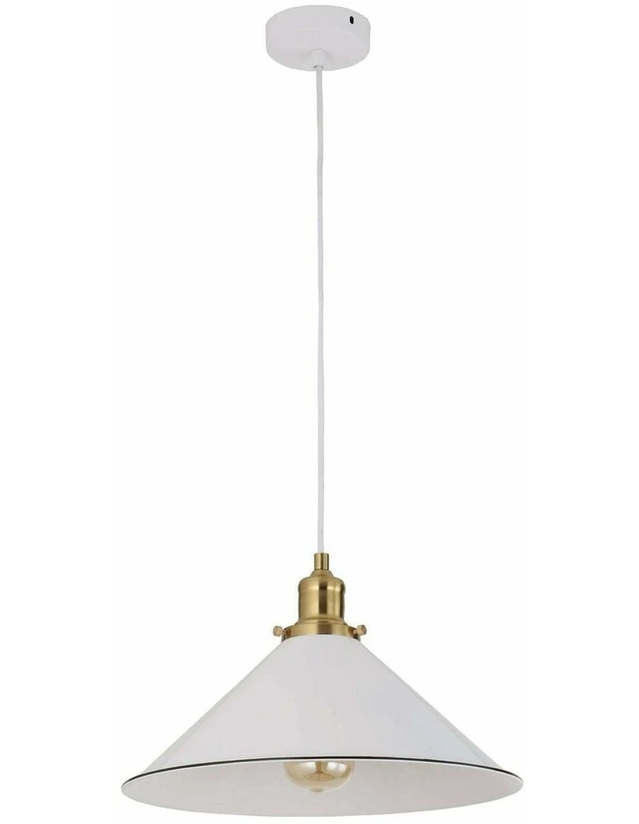 Cerema Interior White with Antique Brass & Black Highlight Coolie Pendant Light image 1