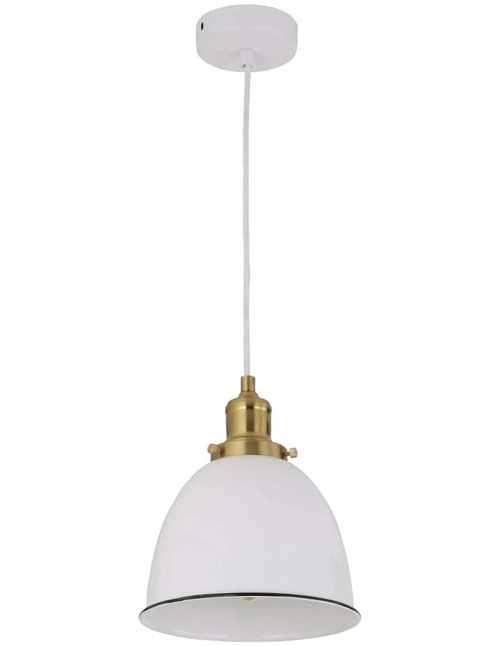 Cerema Interior White with Antique Brass & Black Highlight Ellipse Pendant Light image 1