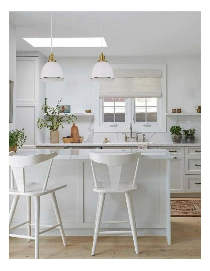Cerema Interior White with Antique Brass & Black Highlight Ellipse Pendant Light image 2