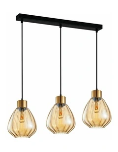 Tulip Interior Bronze Amber / Smokey Black Wine Glass Ribbed Multiple Bar Base Pendant Lights