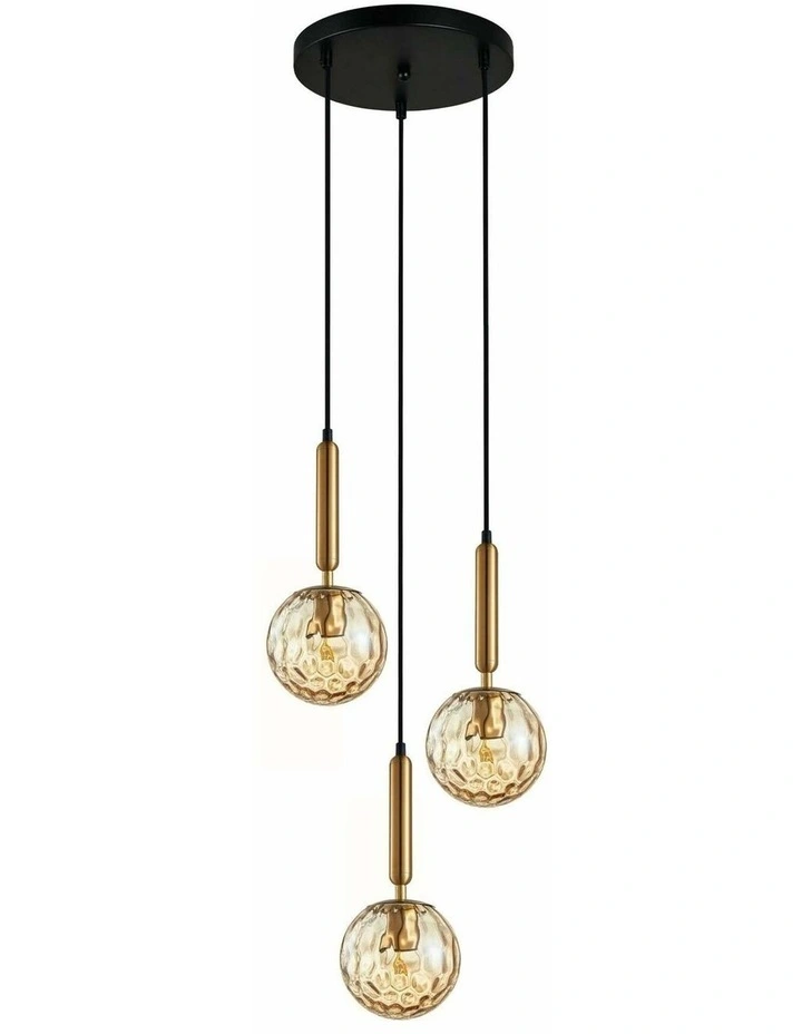 Trattino Interior Bronze Amber / Smokey Black Spherical Glass Multiple Round Base Pendant Lights image 1