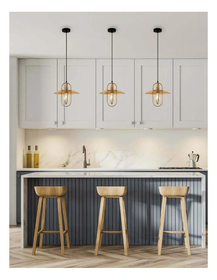 Papillon Interior Oblong Iron with Glass Coolie Pendant Lights image 2