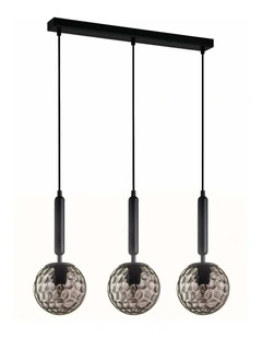 Trattino Interior Bronze Amber /Smokey Black Spherical Glass Multiple Bar Base Pendant Lights