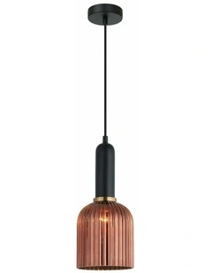 Vintaj Retro Interior Ellipse Shape Ribbed Glass Pendant Lights