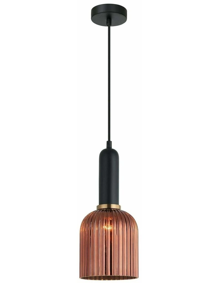 Vintaj Retro Interior Ellipse Shape Ribbed Glass Pendant Lights image 1