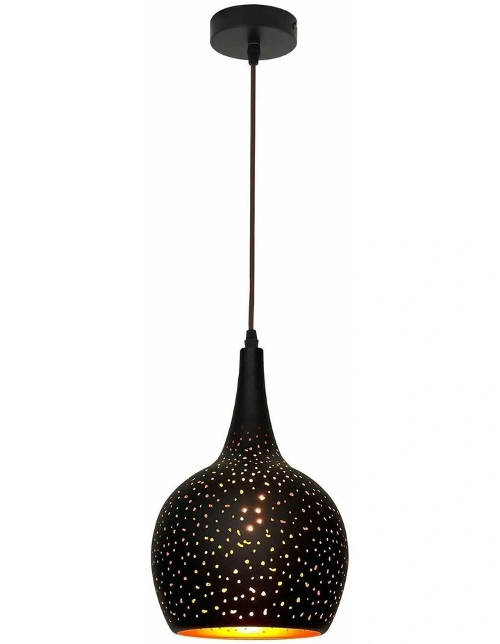 Celeste Bohemian Rustic Embossed Bell Shape Pendant Light image 2