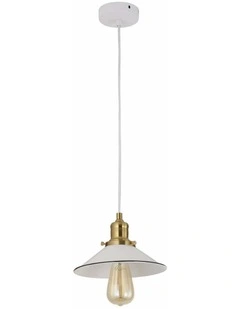 Cerema Interior Small White with Antique Brass & Black Highlight Coolie Pendant Light