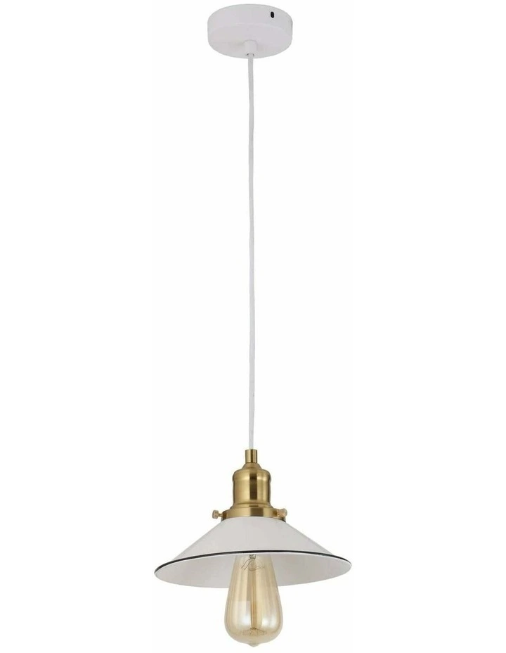 Cerema Interior Small White with Antique Brass & Black Highlight Coolie Pendant Light image 1