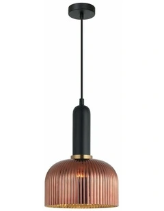 Vintaj Retro Interior Dome Shape Ribbed Glass Pendant Lights