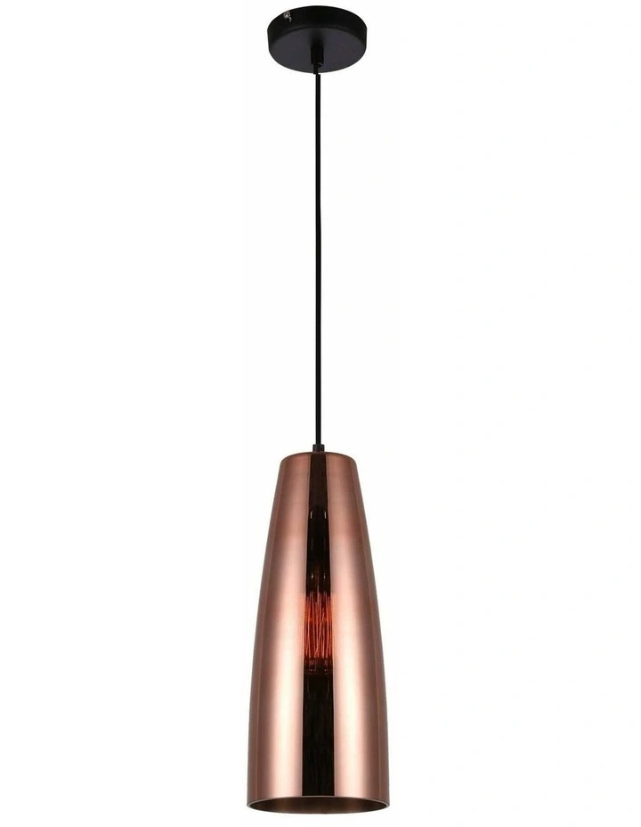 Lamina Retro Copper Coloured Glass Ellipse Shape Pendant Light image 1
