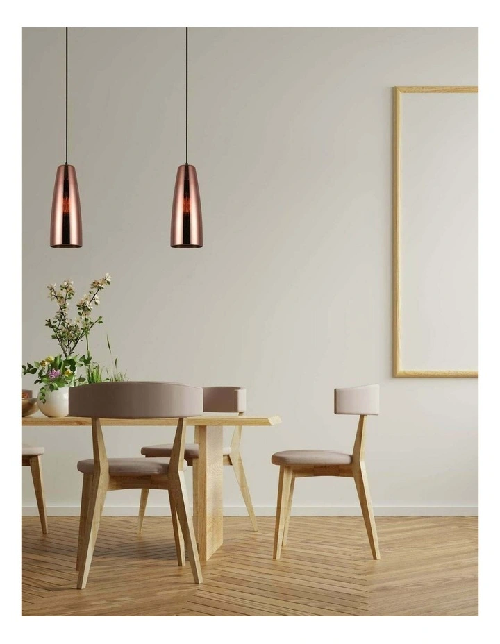 Lamina Retro Copper Coloured Glass Ellipse Shape Pendant Light image 2